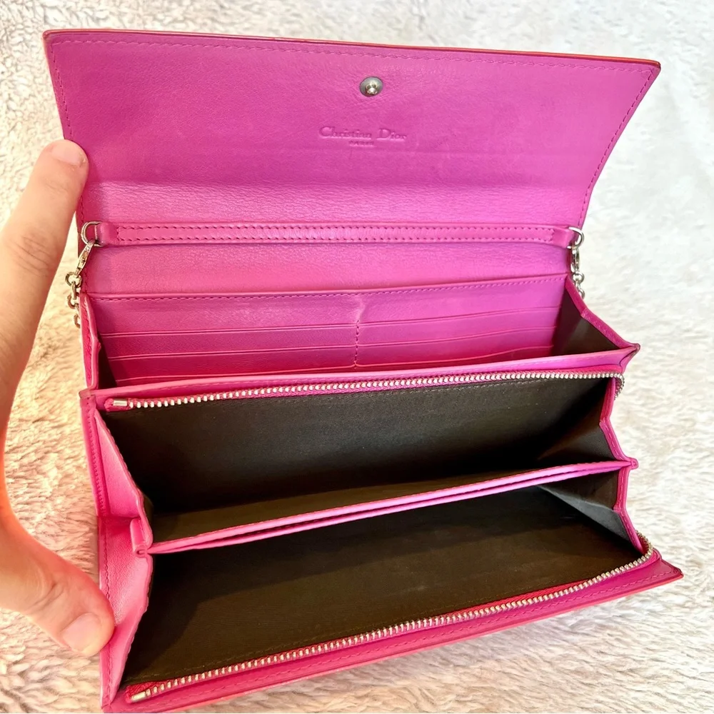 Christian Dior Pink Patent Leather Trotter Wallet WOC